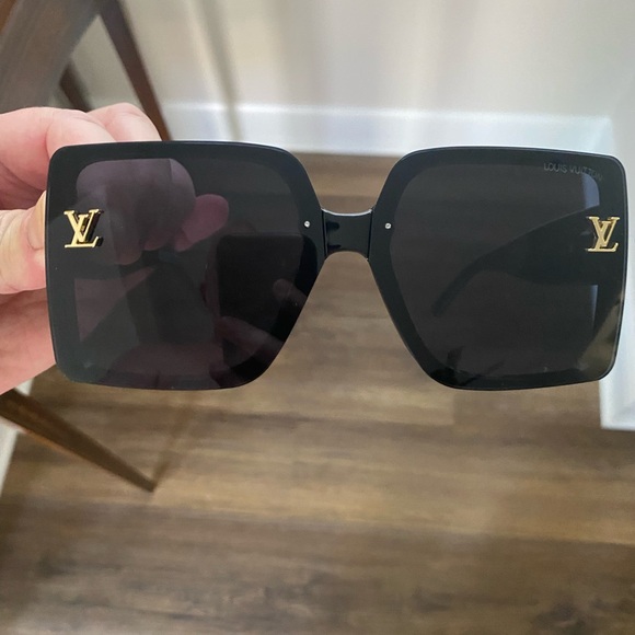 Louis Vuitton Black and Gold Square Sunglasses - Picture 1 of 10